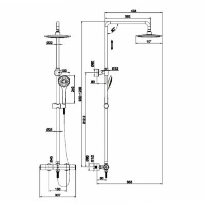Душевая система ODRA с термостатом A63069